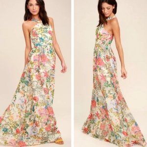 Lulus Lilja Cream Floral Print Maxi Dress